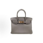 HERMES Birkin 30 Gold buckle platinum Handbag 30 Women\'s Edition 0L Grismeyer Cumulonimbus Cloud Grey